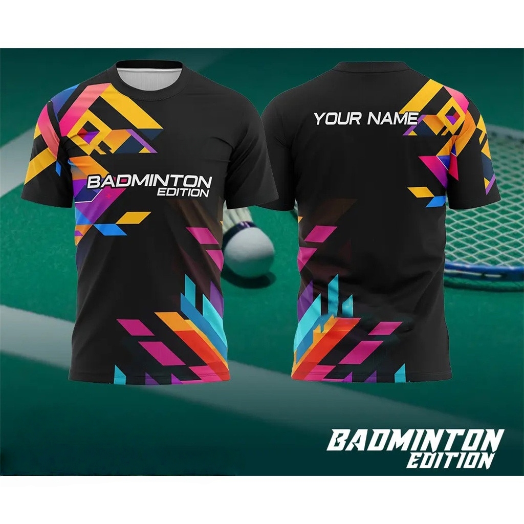 เสื้อแบดมินตันผู้ชายลายไล่สีพิ - Badminton Jersey บทวิจารณ์และราคา
